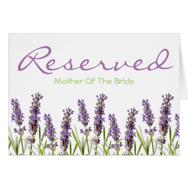 Lavender Reserved Seat Wedding Sign Cards (Front Horizontal)