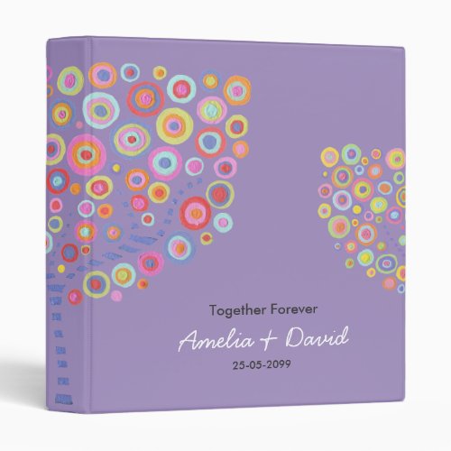 Lavender Retro Circle Tree Wedding Album 3 Ring Binder