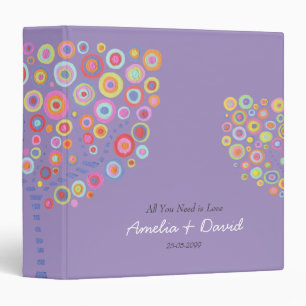 Lavender Retro Circle Tree Wedding Album 3 Ring Binder