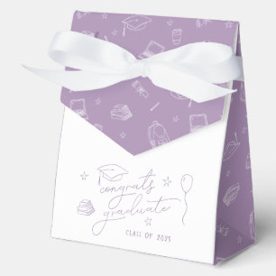 Lavender Retro Hand Drawn Personalized Graduation Favor Boxes