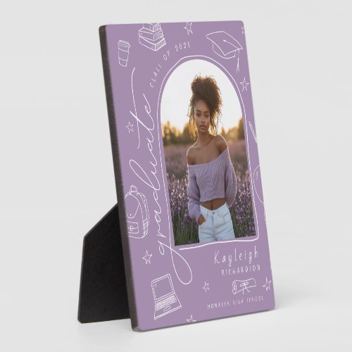 Lavender Retro Photo Graduation Keepsake