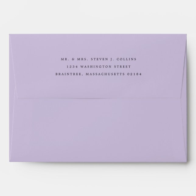 Lavender return address Wedding Envelope (Back (Top Flap))