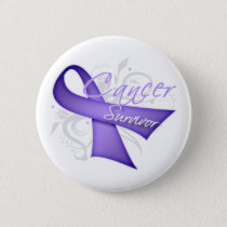 Lavender Ribbon - Cancer Survivor Pinback Button