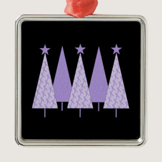 Lavender Ribbon Christmas Trees - General Cancer Metal Ornament