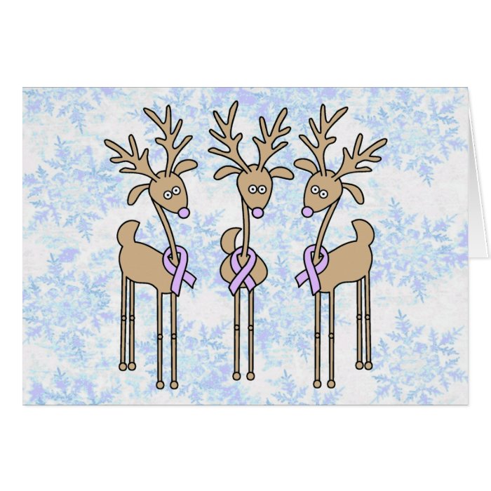Lavender Ribbon Reindeer   All Cancers Greeting Cards