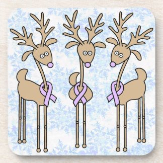 Lavender Ribbon Reindeer - General Cancer Coaster