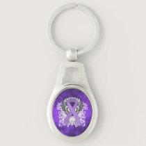 Lavender Ribbon with Wings Keychain