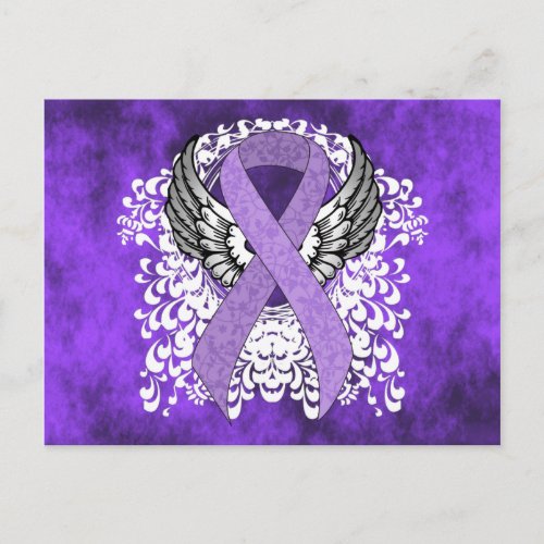 Lavender Ribbon with Wings Postcard