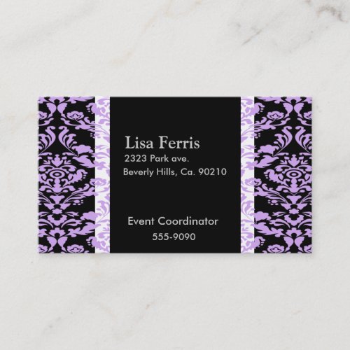 Lavender Rococo Elegant Black Set Business Card Templates