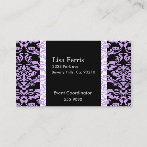 Customizable Lavender Rococo Elegant Black Set Business Card Templates