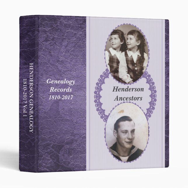 Lavender Romance Genealogy 3 Ring Binder (Front/Spine)