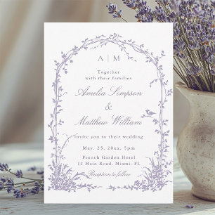 Lavender Romantic Botanical Arch Garden Wedding Invitation