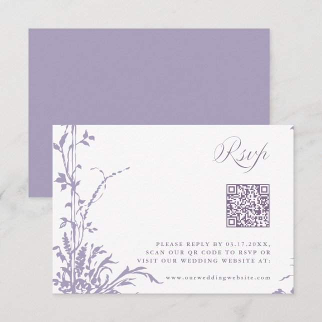 Lavender Romantic Botanical Arch Garden Wedding RSVP Card (Front/Back)