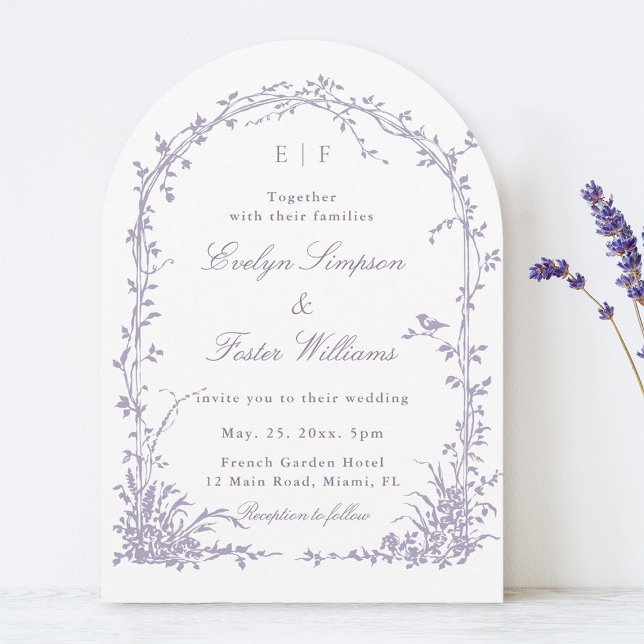  Lavender Romantic Botanical Garden Wedding Arch Invitation (Creator Uploaded)