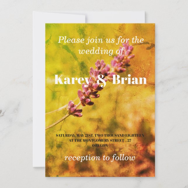 Lavender, Romantic Floral Wedding Card (Front)