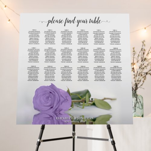 Lavender Rose 18 Table Wedding Seating Chart Foam Board