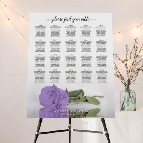 Lavender Rose 20 Table Chic Wedding Seating Chart Foam Board