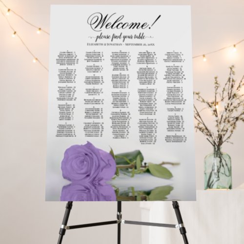 Lavender Rose Alphabetical Seating Chart Welcome Foam Board