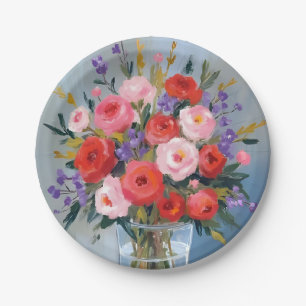 Lavender Rose Bouquet Flowers Painting Floral Paper Plates