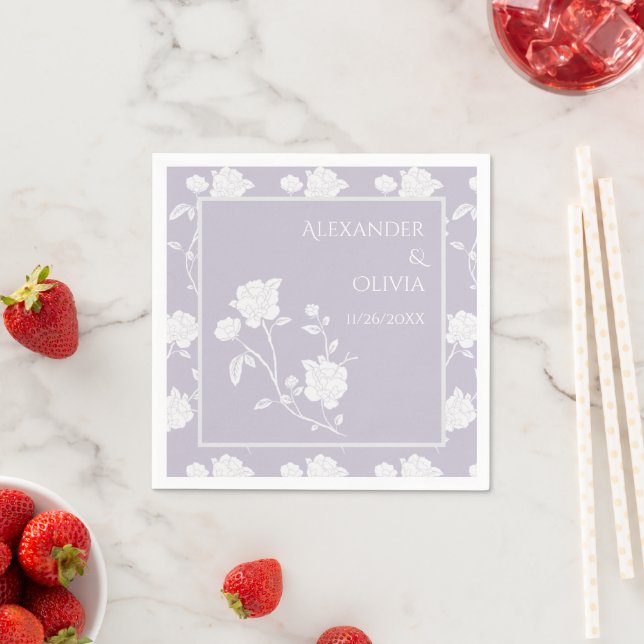 Lavender Rose Bridal Shower Napkins (Insitu)