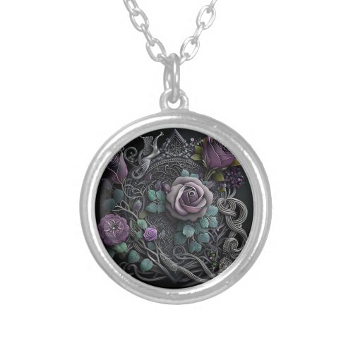 Lavender Rose Celtic Knot Wrapping Paper Silver Plated Necklace