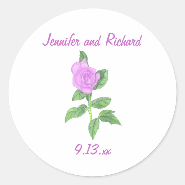 Lavender Rose, Custom Save the date stickers (Front)