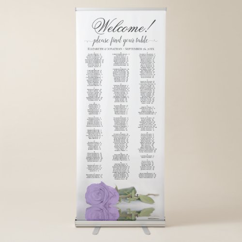 Lavender Rose Elegant Alphabetical Seating Chart Retractable Banner