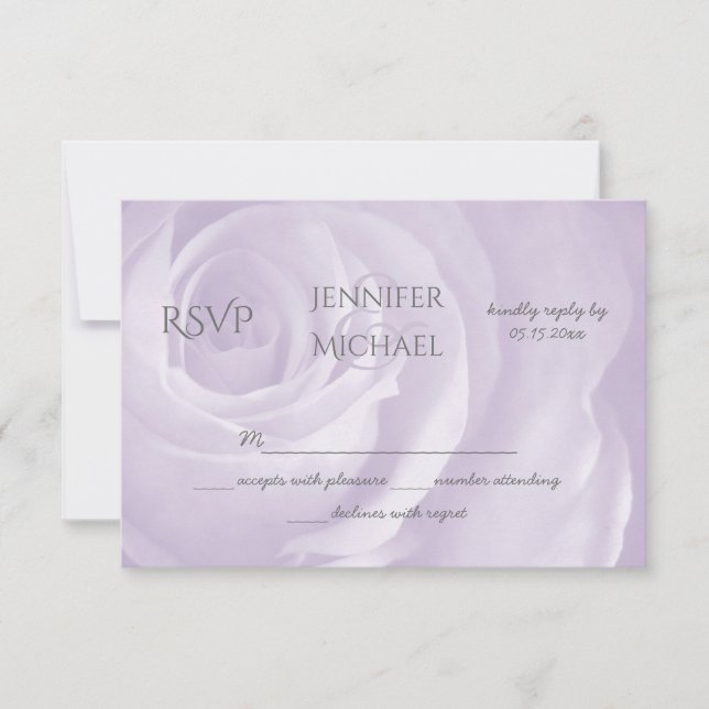 lavender rose floral simple elegant wedding RSVP Card (Front)