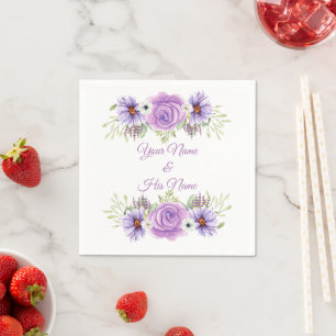 Lavender Rose Floral Thunder_Cove Napkins