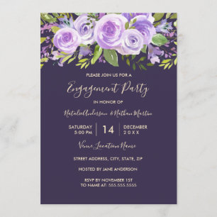 Lavender Rose Floral Wedding Engagement Party Invitation