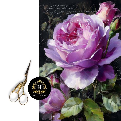 Lavender Rose Flower Decoupage Tissue Paper