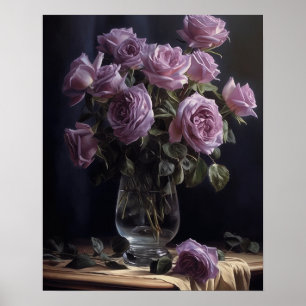 Lavender Rose Flowers Art Print Poster