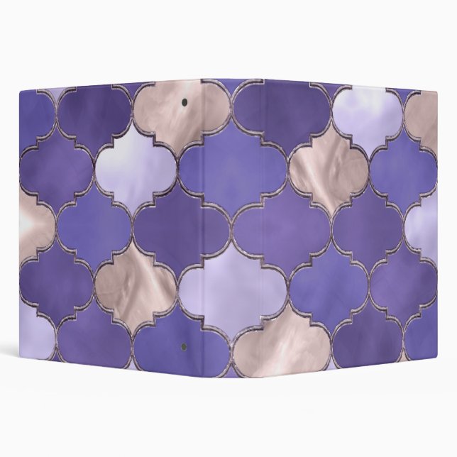 Lavender, Rose Gold and Pearl Moroccan Pattern 3 Ring Binder (Background)