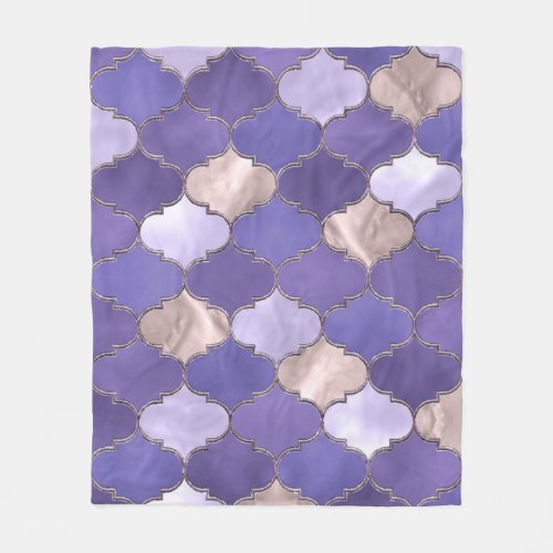 Lavender Rose Gold and Pearl Moroccan Pattern Fleece Blanket