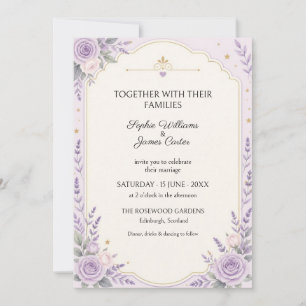 Lavender Rose Gold Celestial Wedding Invitation