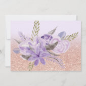 Lavender rose gold floral watercolor graduation invitation (Back)