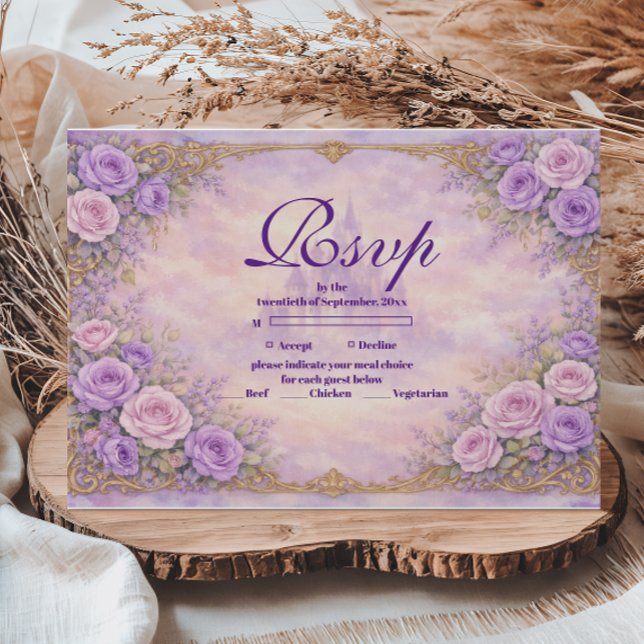 Lavender Rose Gold Garden Quinceañera RSVP Card (Creator Uploaded)