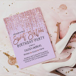 Lavender Rose Gold Glitter Fringe Curtain Sweet 16 Invitation<br><div class="desc">This glamorous and luxury Sweet Sixteen birthday party invitation is the perfect design for your young teenage girl's special event. It features a faux sparkly rose gold glitter fringe curtain with faux glitter typography on top of a simple lavender purple background. It's an elegant, chic, trendy, and modern bling design...</div>