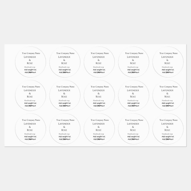Lavender rose handmade soap add weight name text labels (Sheet)