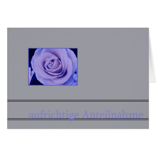 lavender rose on grey sympathy card german