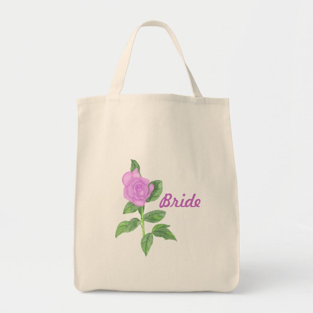 Lavender Rose Painting, Bride Tote Bags (Front)