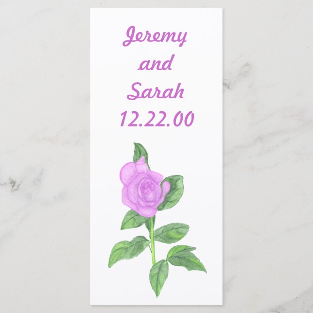 Lavender Rose Painting, Custom menu cards (Front)