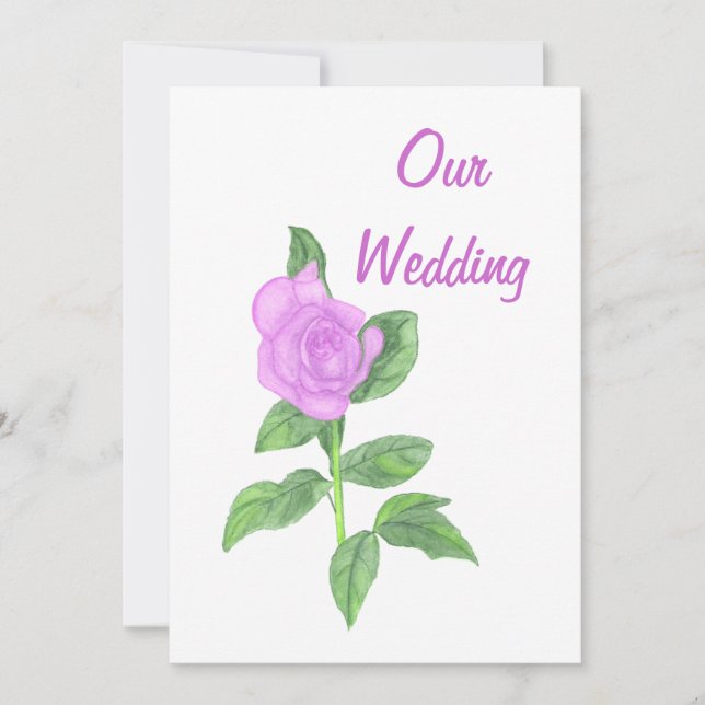 Lavender Rose Painting, Custom Wedding Invitations (Front)