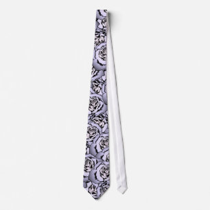 Lavender Rose Pattern Neck Tie