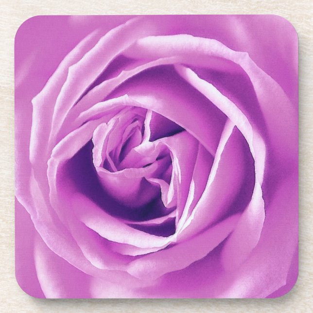 Lavender rose print beverage coaster (Front)