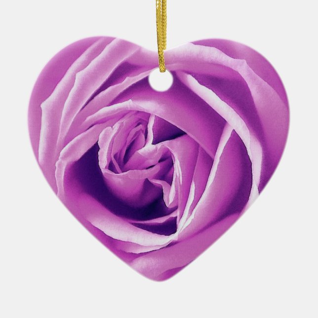 Lavender rose print ceramic ornament (Front)