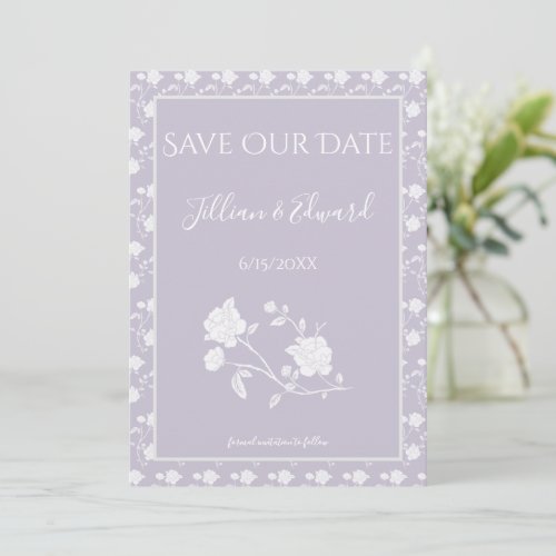 Lavender Rose Save The Date Announcement