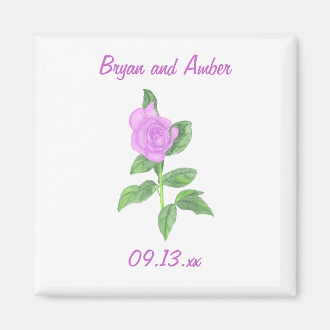 Lavender Rose Save the date wedding magnets (Front)