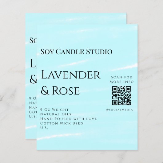 Lavender rose soy candle business add q r code tex (Front/Back)