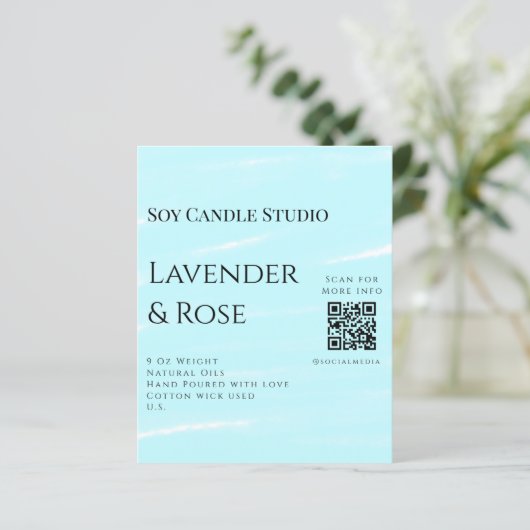 Lavender rose soy candle business add q r code tex (Standing Front)